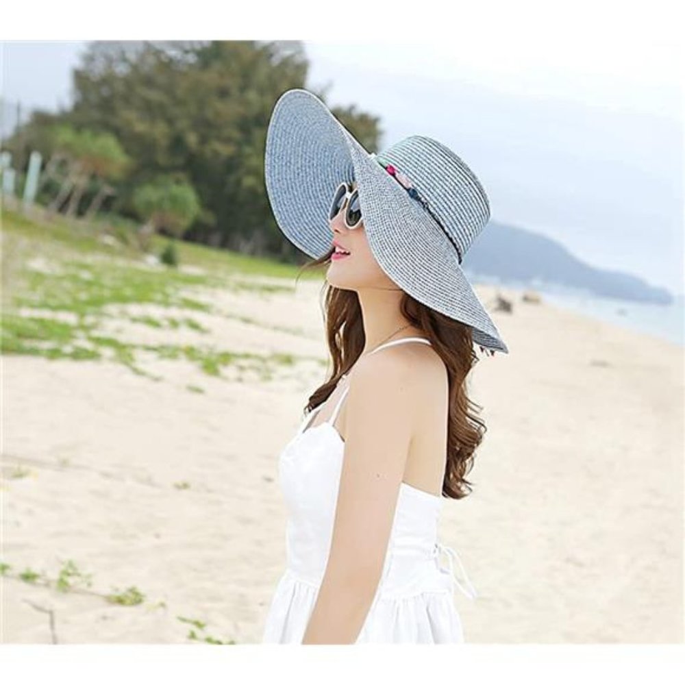 Women Foldable Floppy Wide Brim Adjustable Summer Beach Hat UV UPF 50+ - Picture 2 of 3